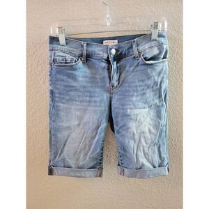 Juicy Couture Women's Denim Folded Hem Long Shorts In Blue Size 4